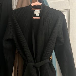 H&M black knit cardigan with belt